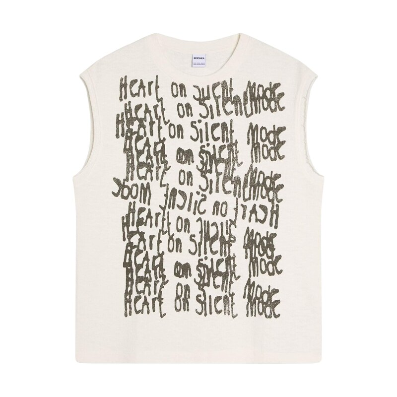 Bershka Tričko černá / offwhite