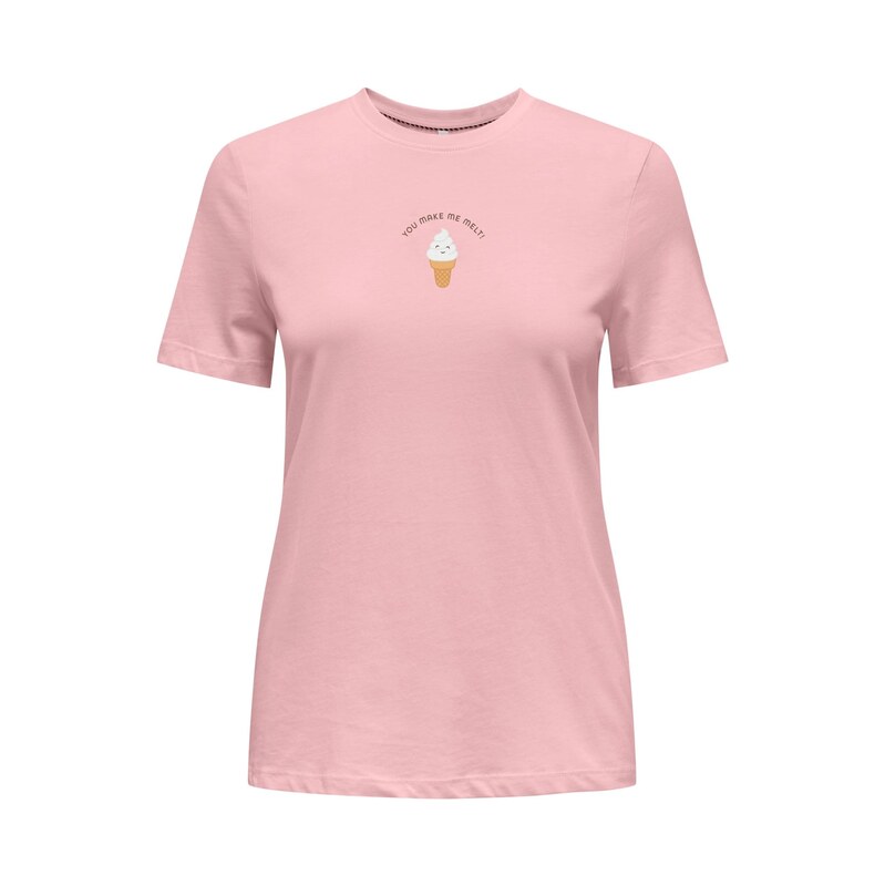 ONLY Tričko ONLFOODIE karamelová / tmavě hnědá / pitaya / bílá