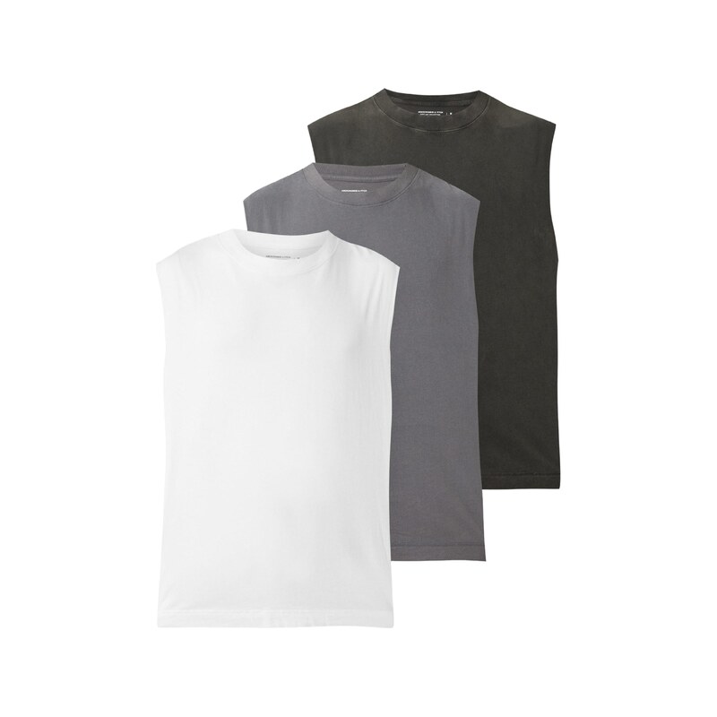Abercrombie & Fitch Tričko tmavě šedá / černá džínovina / bílá