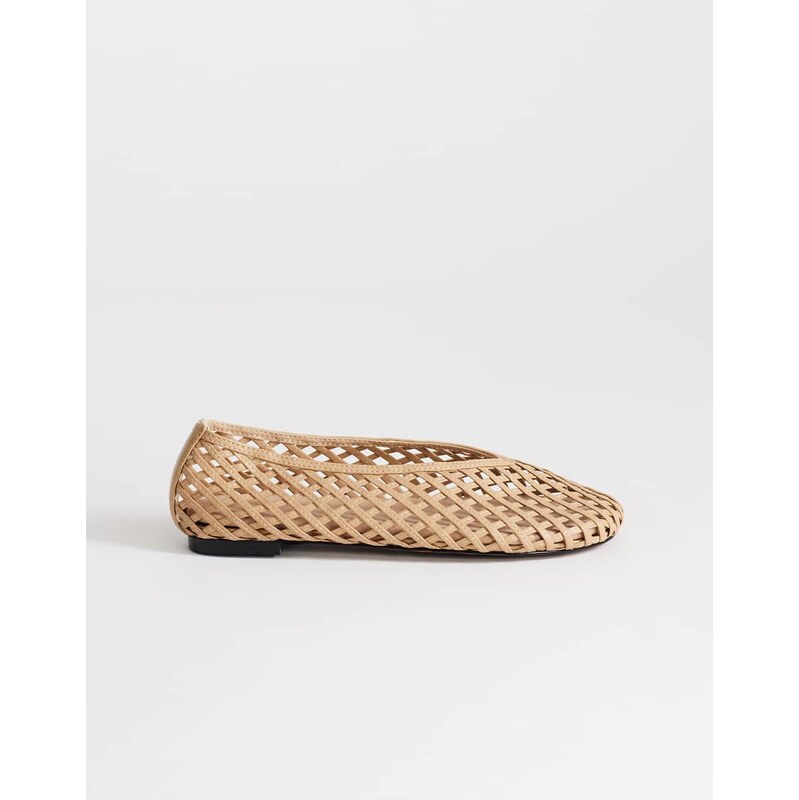 Topshop Luna woven ballet flat in sand-Neutral 115640326