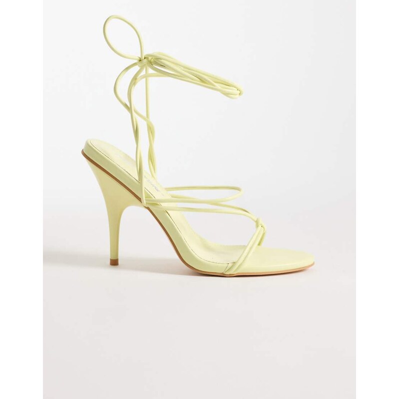 Public Desire Marcel tie leg heeled sandals in yellow 115679003