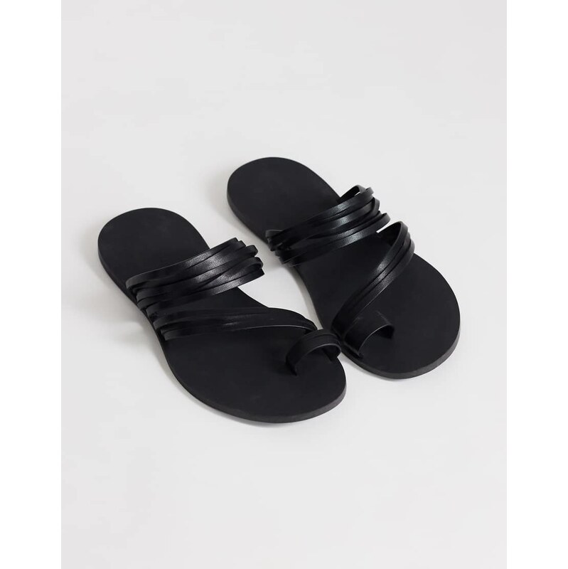 Topshop Maeve strappy toe loop sandal in black