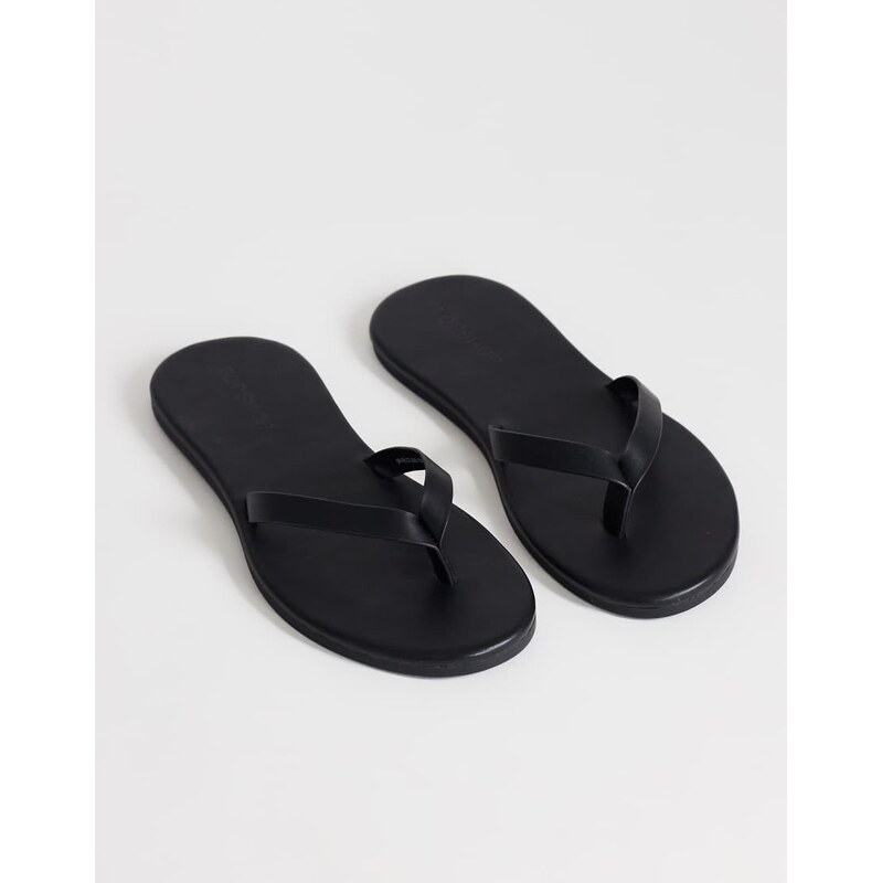 Topshop Sky real leather toe thong sandal in black 115634325