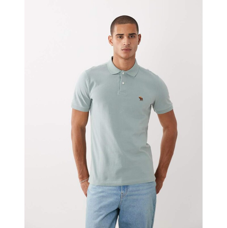 Abercrombie & Fitch icon logo short sleeve polo shirt in sage green 115566117