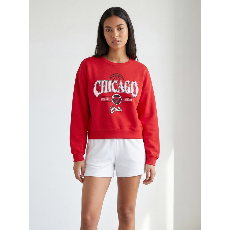 Sinsay - Mikina s potiskem Chicago Bulls NBA - červená 115565555