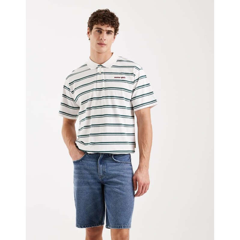 Redefined Rebel Valencia loose fit denim shorts in mid blue