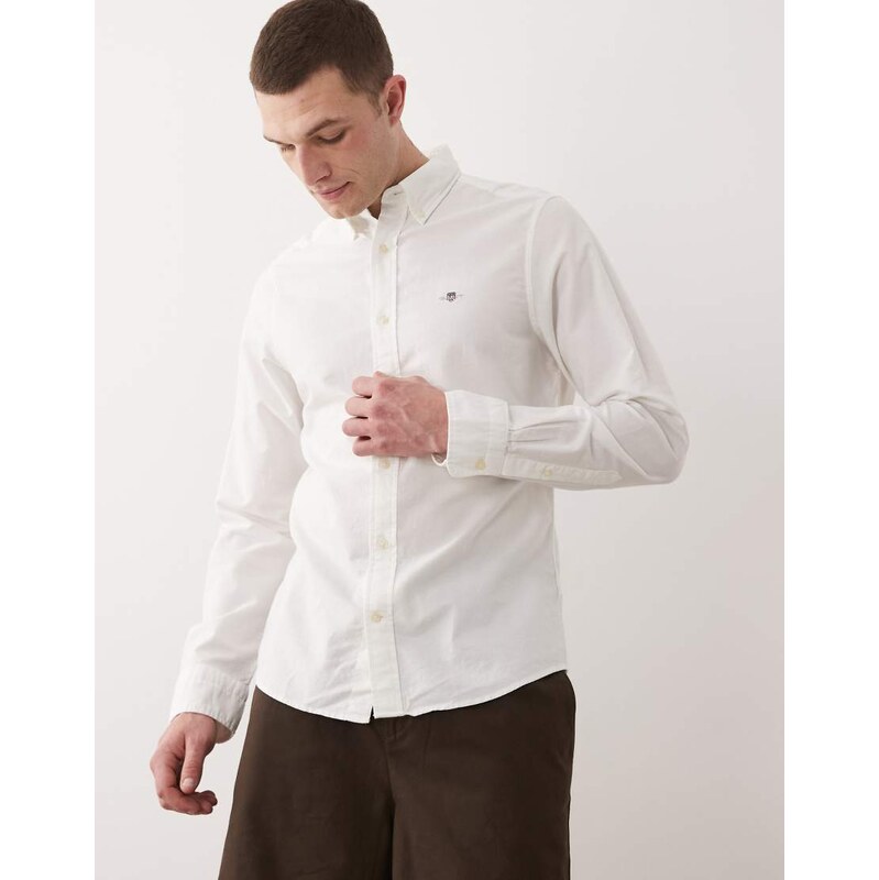 GANT icon logo slim fit oxford shirt in white