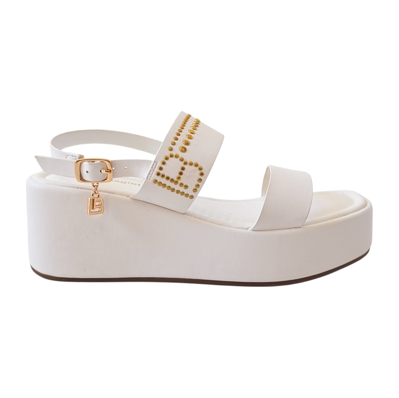 Bílé sandály na platformě Laura Biagiotti Calf White 115566151