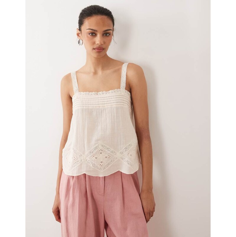 Mango square neck cami top in pastel pink 115566134