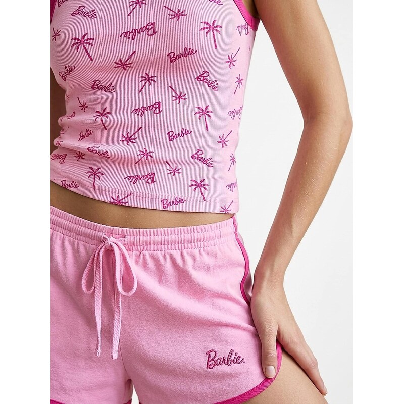 Sinsay - Bavlněná dvoudílná pyžama s potiskem Barbie - růžová 115566723