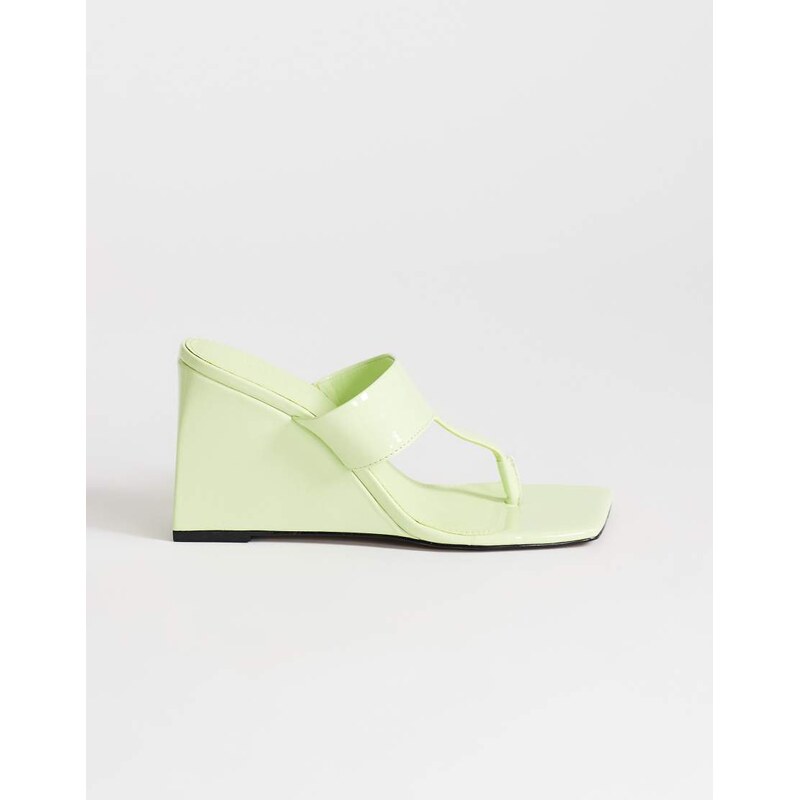 Topshop Archer toe thong wedge heel in lime-Green 115640295