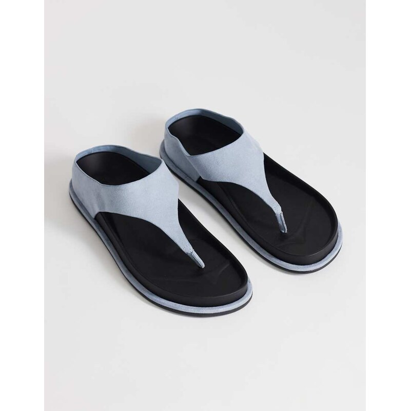 Topshop Angela toe thong footbed flat sandal in cornflower blue 115640341