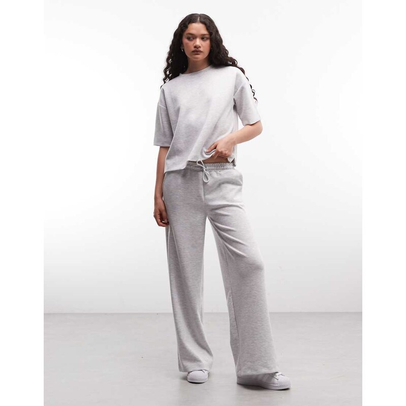 River Island clean premium wide leg jogger in grey marl 115746331