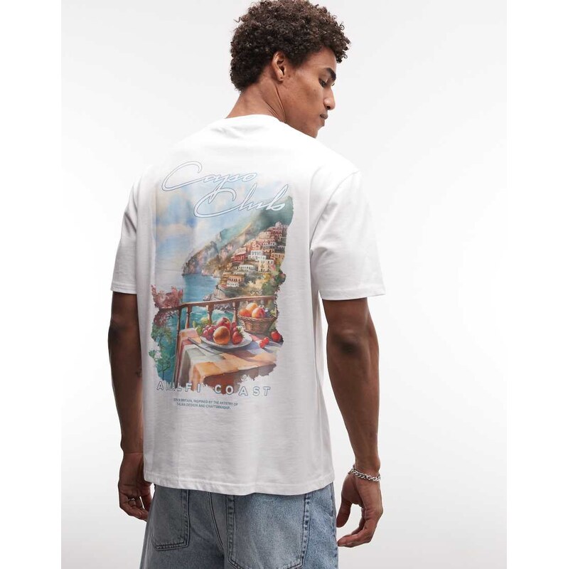 CAPO Amalfi back print t-shirt in white