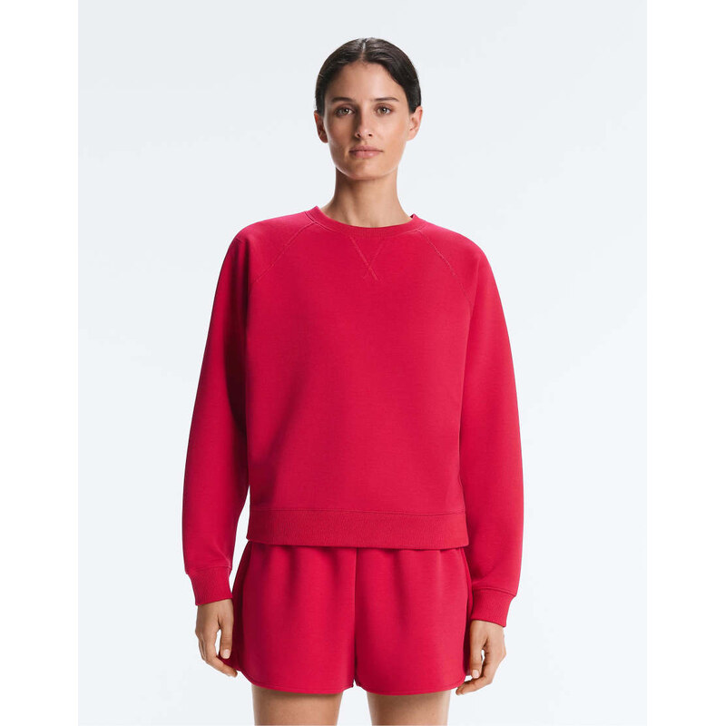 OYSHO Round neck sweatshirt with piqué cotton in red 115568861