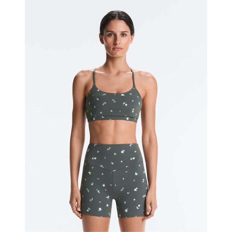 OYSHO Evermove light support floral print sports bra in grey 115568863