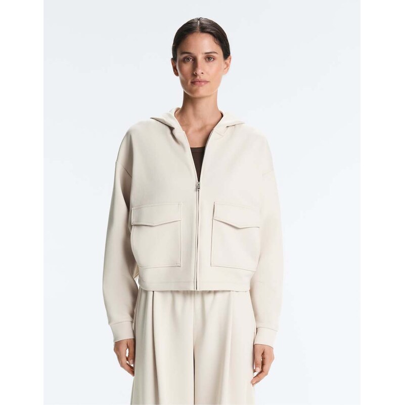 OYSHO Hooded piqué cotton jacket in beige-Neutral 115568866