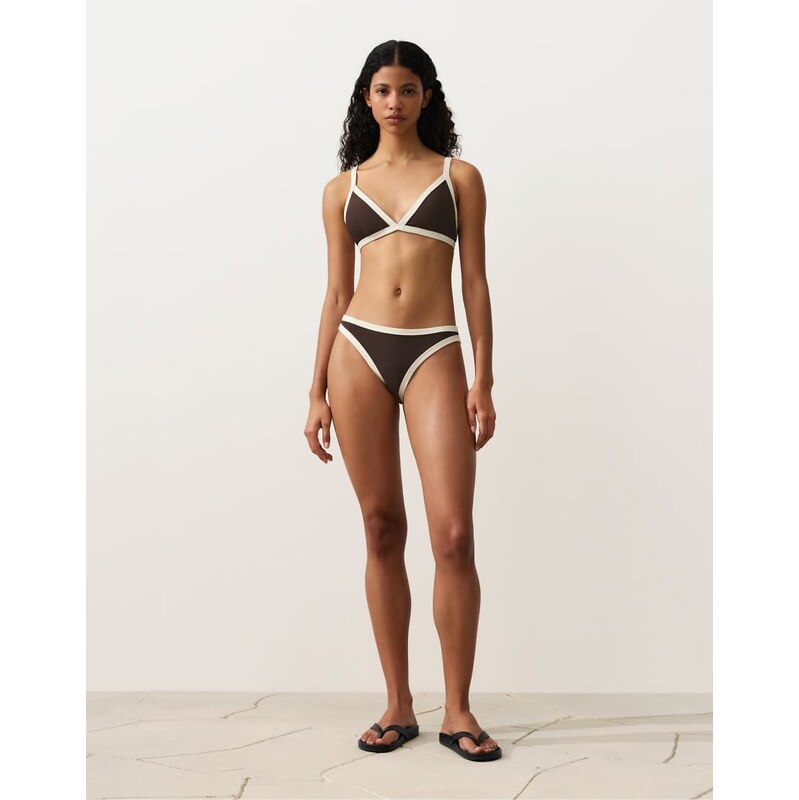 OYSHO Contrast trim classic bikini briefs in brown 115568873