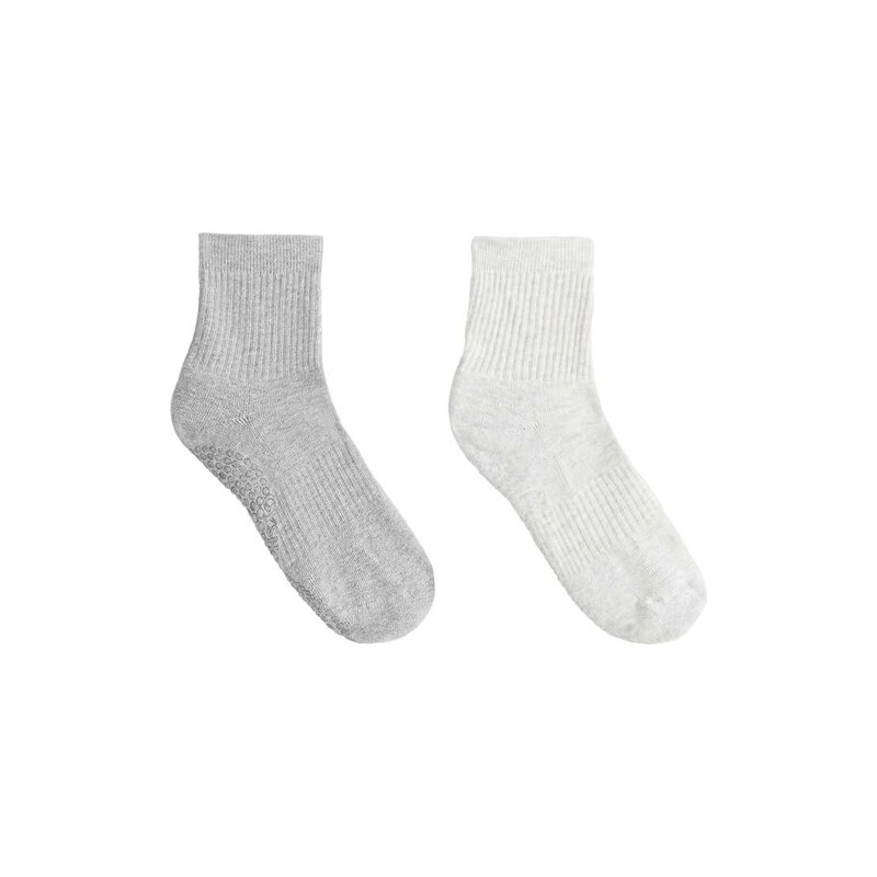 OYSHO 2 pairs of padded cotton quarter yoga and pilates socks in grey 115568877