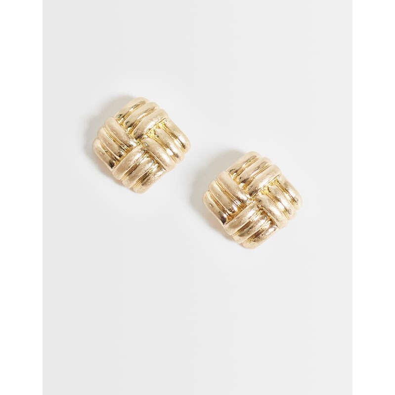 ASOS DESIGN mini stud earrings with weave design in gold tone