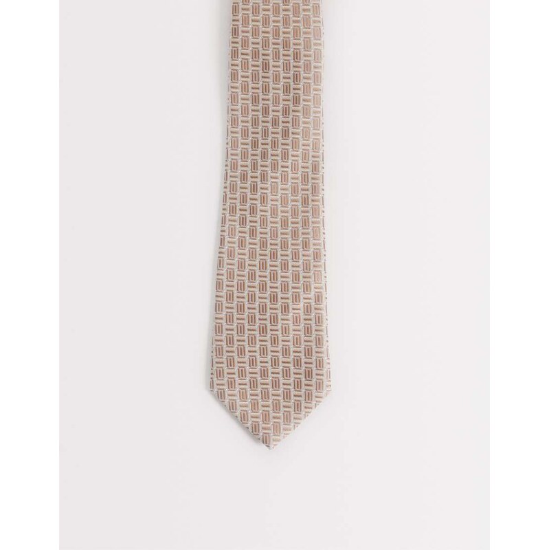 ASOS DESIGN vintage geometric tie in beige-Neutral