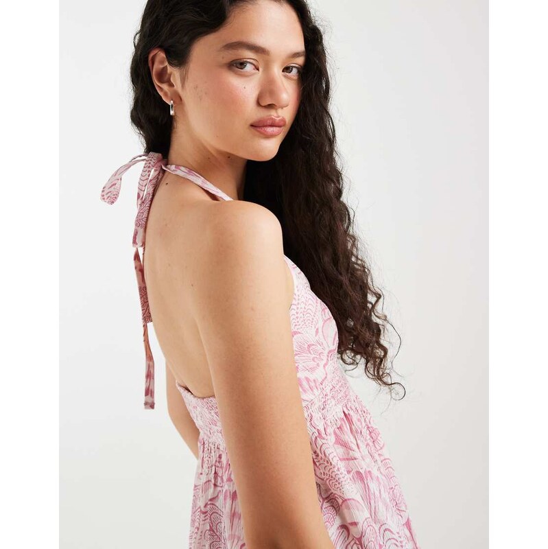 Hollister halterneck babydoll cami in pink