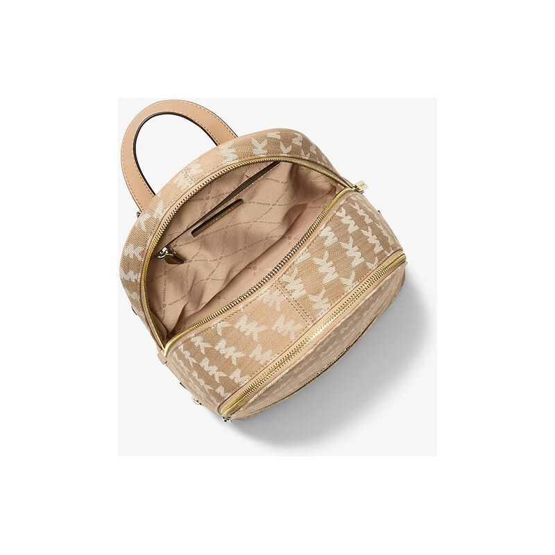 Michael Kors Rhea medium jacquard denim batoh hnědý