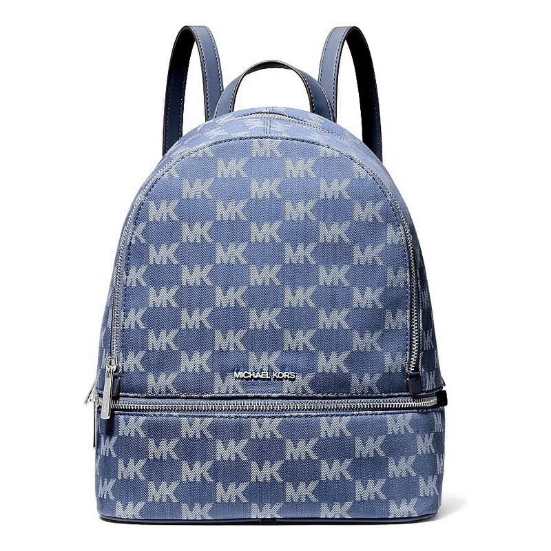 Michael Kors Rhea medium jacquard denim batoh modrý