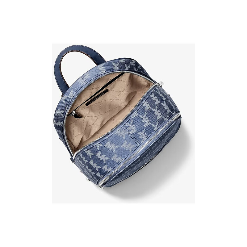 Michael Kors Rhea medium jacquard denim batoh modrý
