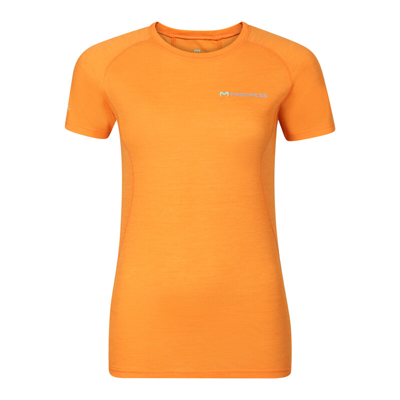 Dámské merino triko PROGRESS MA NKRZ 125 s krátkým rukávem - oranžová 115576731
