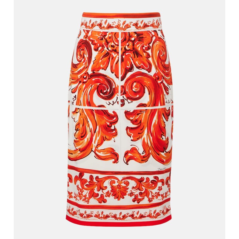 Dolce&Gabbana Majolica silk-blend charmeuse pencil skirt