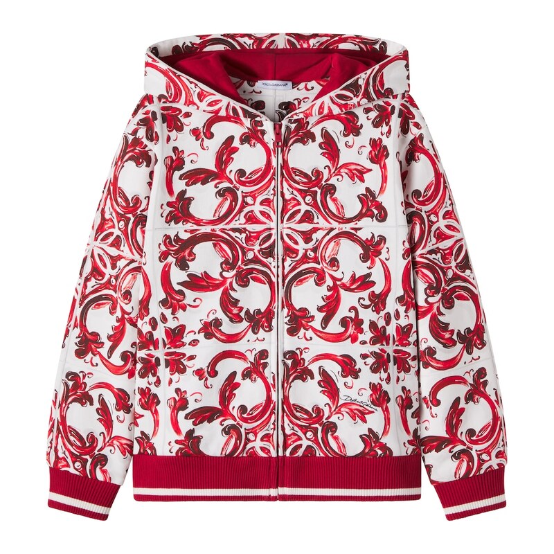 Dolce&Gabbana Kids Majolica cotton zip-up hoodie