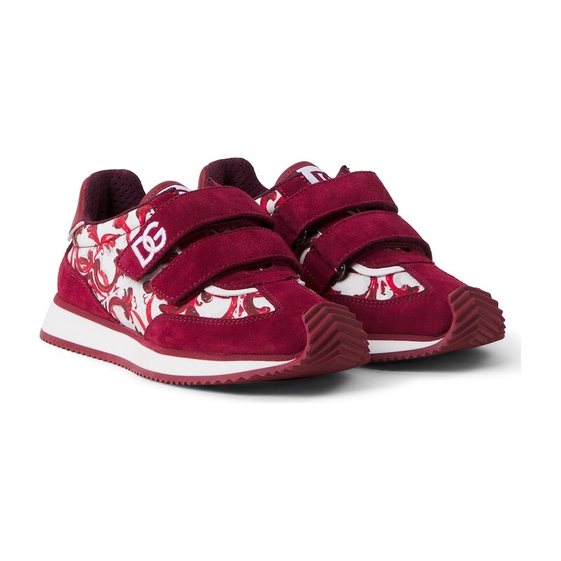 Dolce&Gabbana Kids Majolica suede-trimmed sneakers