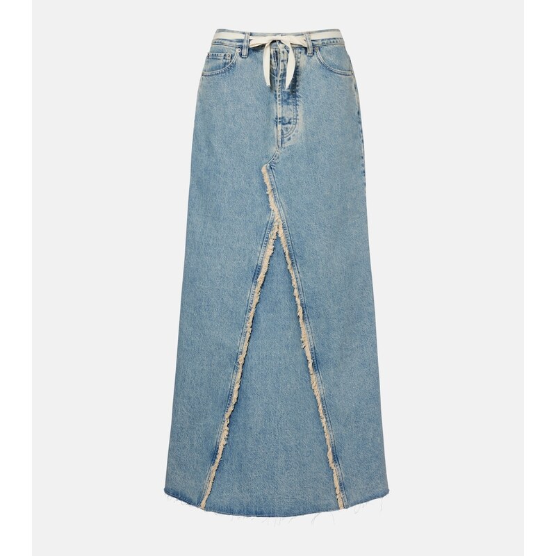 Maison Margiela Frayed denim maxi skirt