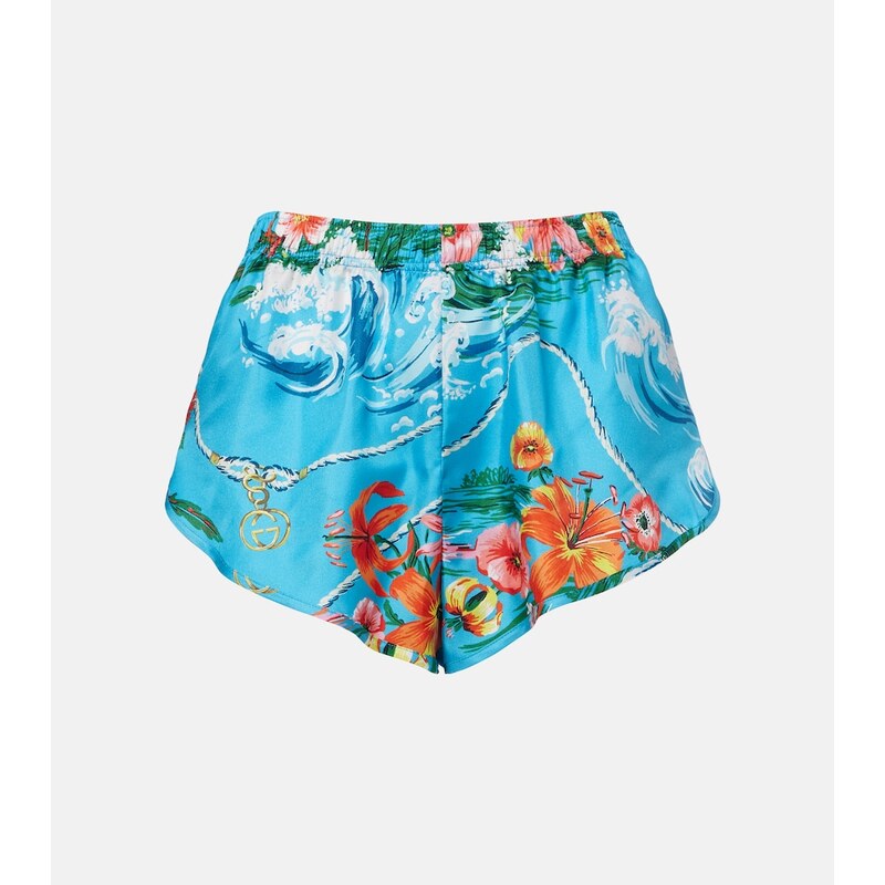 Gucci Printed silk twill shorts
