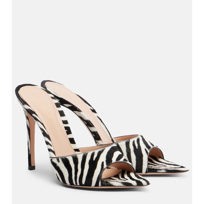 Gianvito Rossi Elle zebra-print calf hair mules