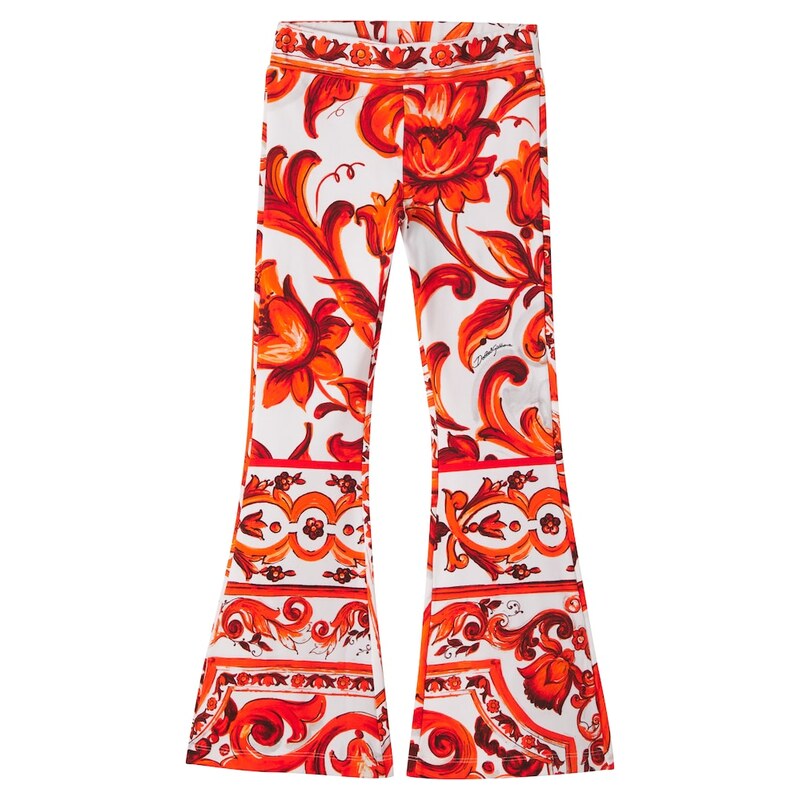 Dolce&Gabbana Kids Majolica cotton-blend flared pants
