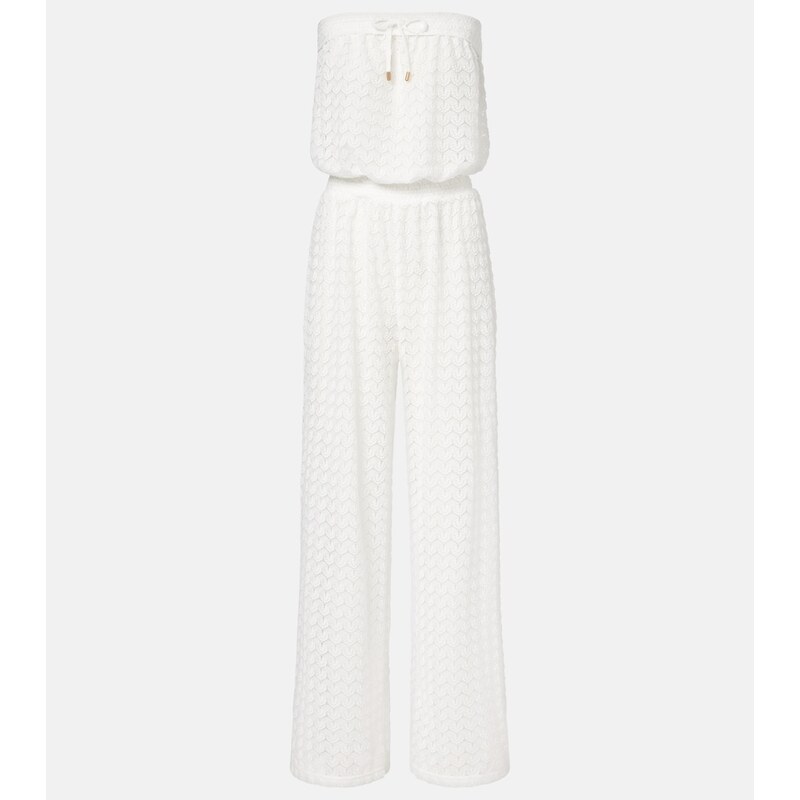 Melissa Odabash Viv sheer pointelle cotton-blend jumpsuit