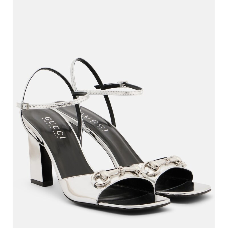 Gucci Signora Horsebit metallic leather sandals