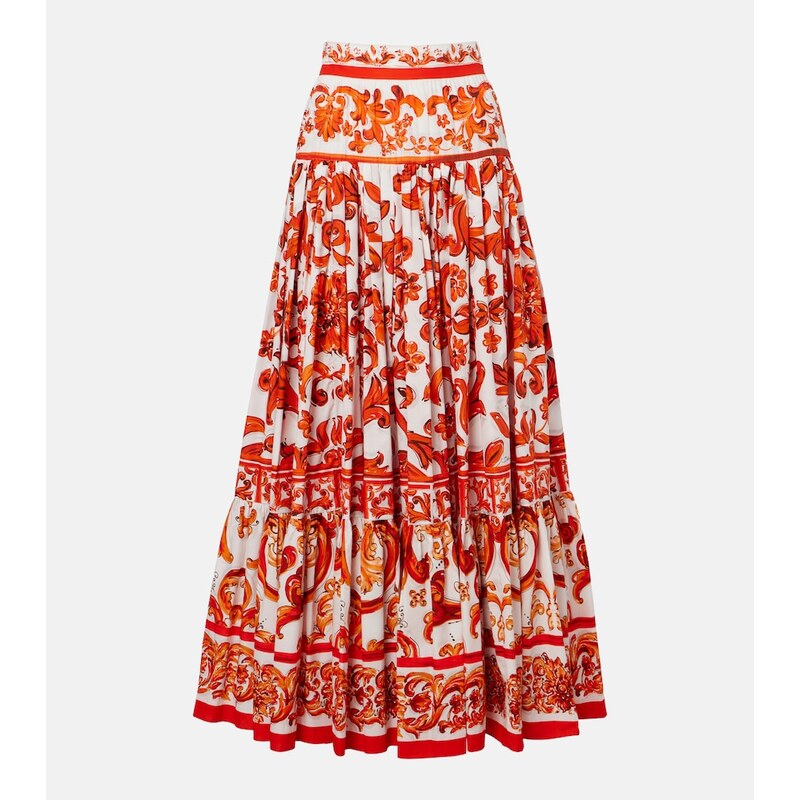 Dolce&Gabbana Majolica cotton poplin maxi skirt