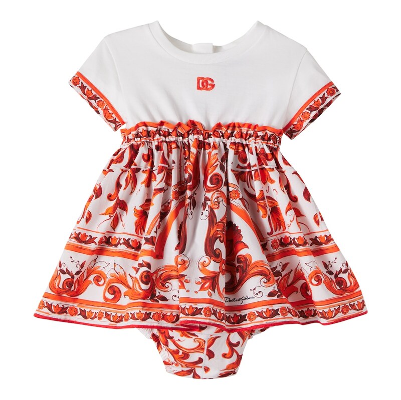 Dolce&Gabbana Kids Majolica cotton dress and bloomers set