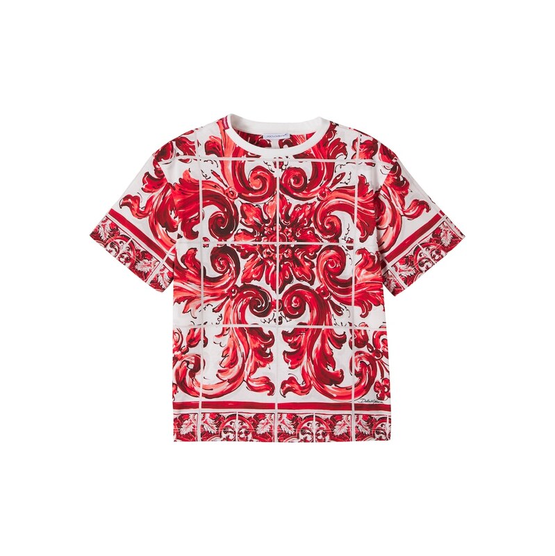 Dolce&Gabbana Kids Majolica cotton jersey T-shirt