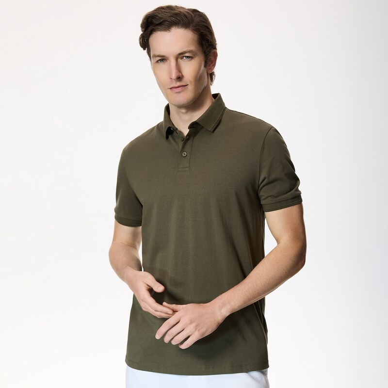 Reserved - Bavlněné polo regular fit - zelená