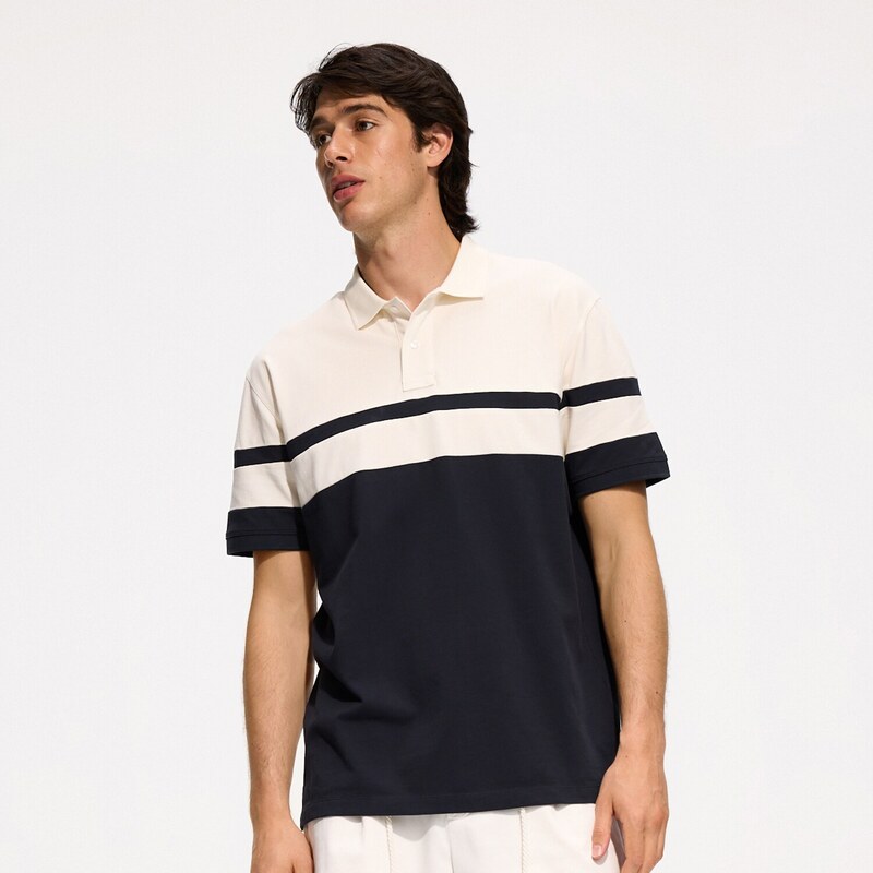 Reserved - Polo tričko comfort fit - krémová