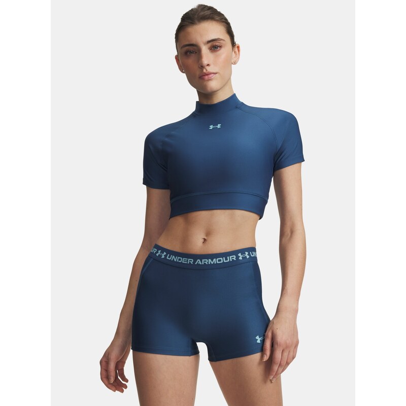 Triko Under Armour HeatGear Crop Mock SS Wmn Blue