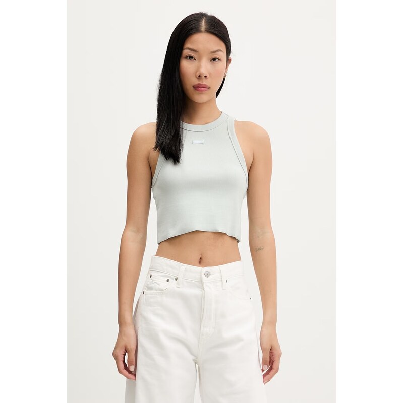 HUGO Blue crop top dámský bavlněný s elastanem Baby Tank_B 115585699