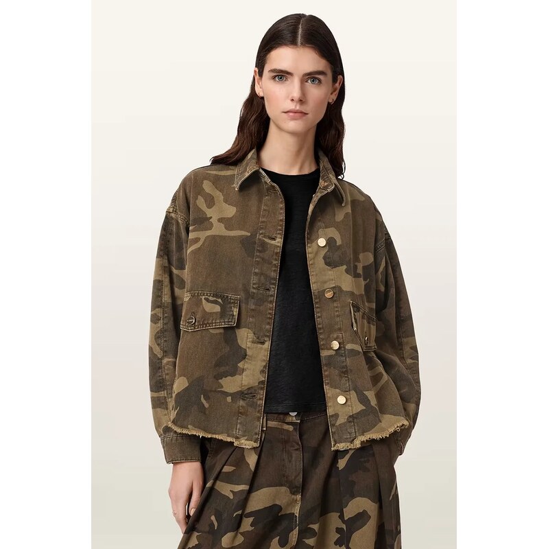 AllSaints košilová bunda dámská bavlněná HETTIE 115585753