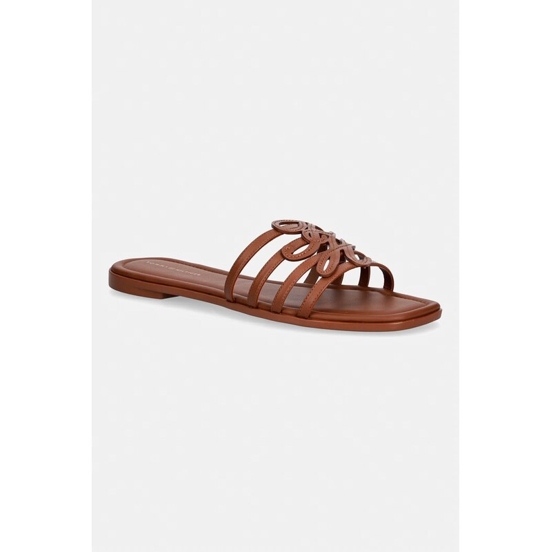 Tommy Hilfiger pantofle s odkrytými prsty dámské kožené TH SCRIPT FLAT 115585875