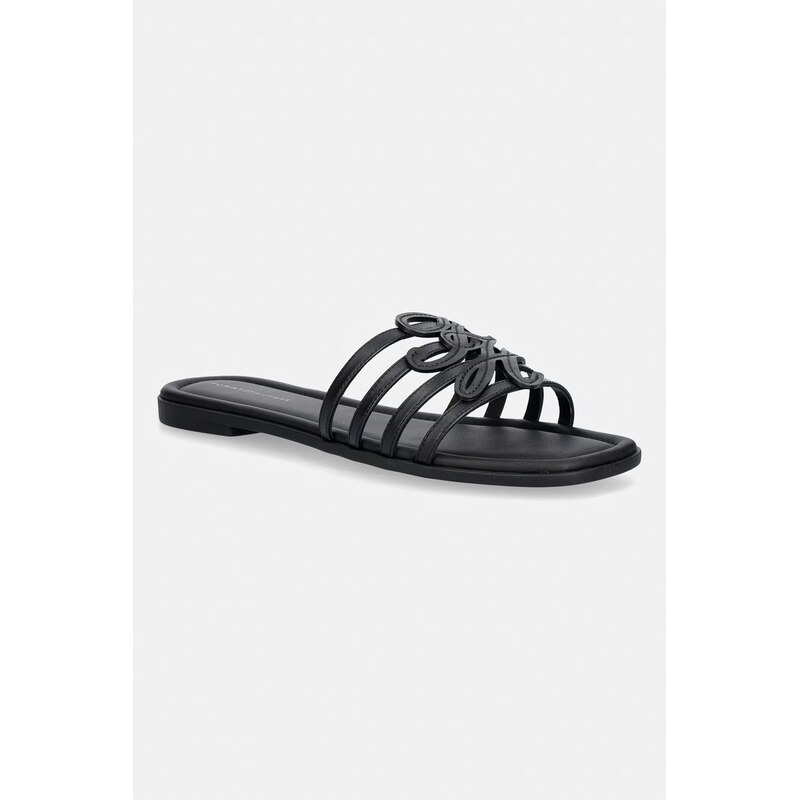 Tommy Hilfiger pantofle s odkrytými prsty dámské kožené TH SCRIPT FLAT 115585883