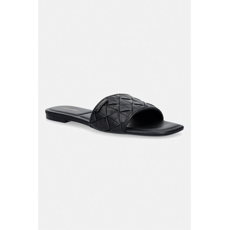 Calvin Klein pantofle dámské SQUARE FLAT SNDL WOVEN LTH 115586055